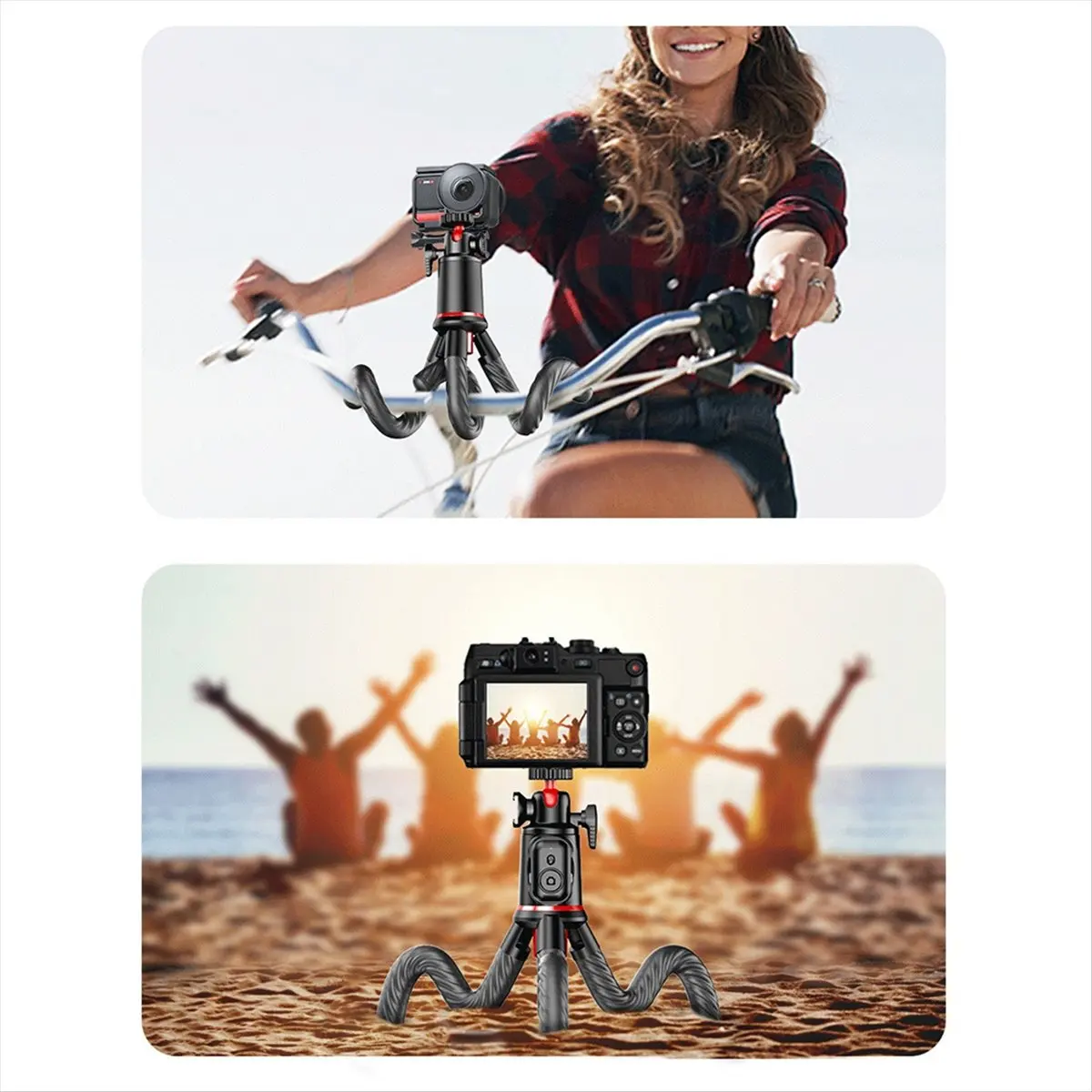 B21B Flexible Tripod for Phone Camera DSLR 2in1 Design Tripod with Phone Holder Side Cold Shoe 1/4inch