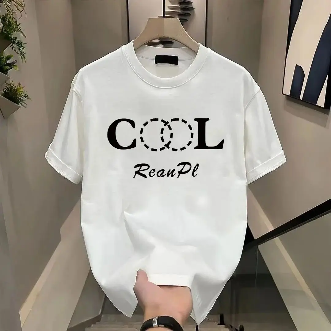 

2026 New Niche Trend Ins Circle Letter Graphic Print High Quality Men's and Women's T-Shirts Round Neck Loose Short Sleeves