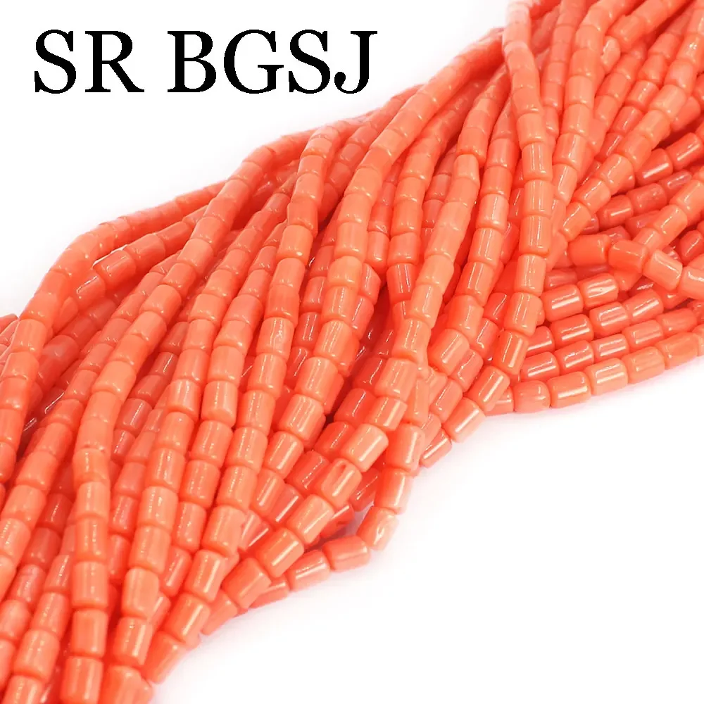 4x5mm Small Fashion Column Natural Pink Sea Bamboo Coral Loose Beads For Making Jewelry DIY Necklace 15inch