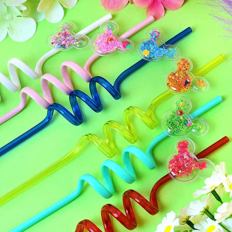 8pcs cartoon mouse-themed party straws, perfect for holiday parties, birthday parties, wedding parties, and decorations