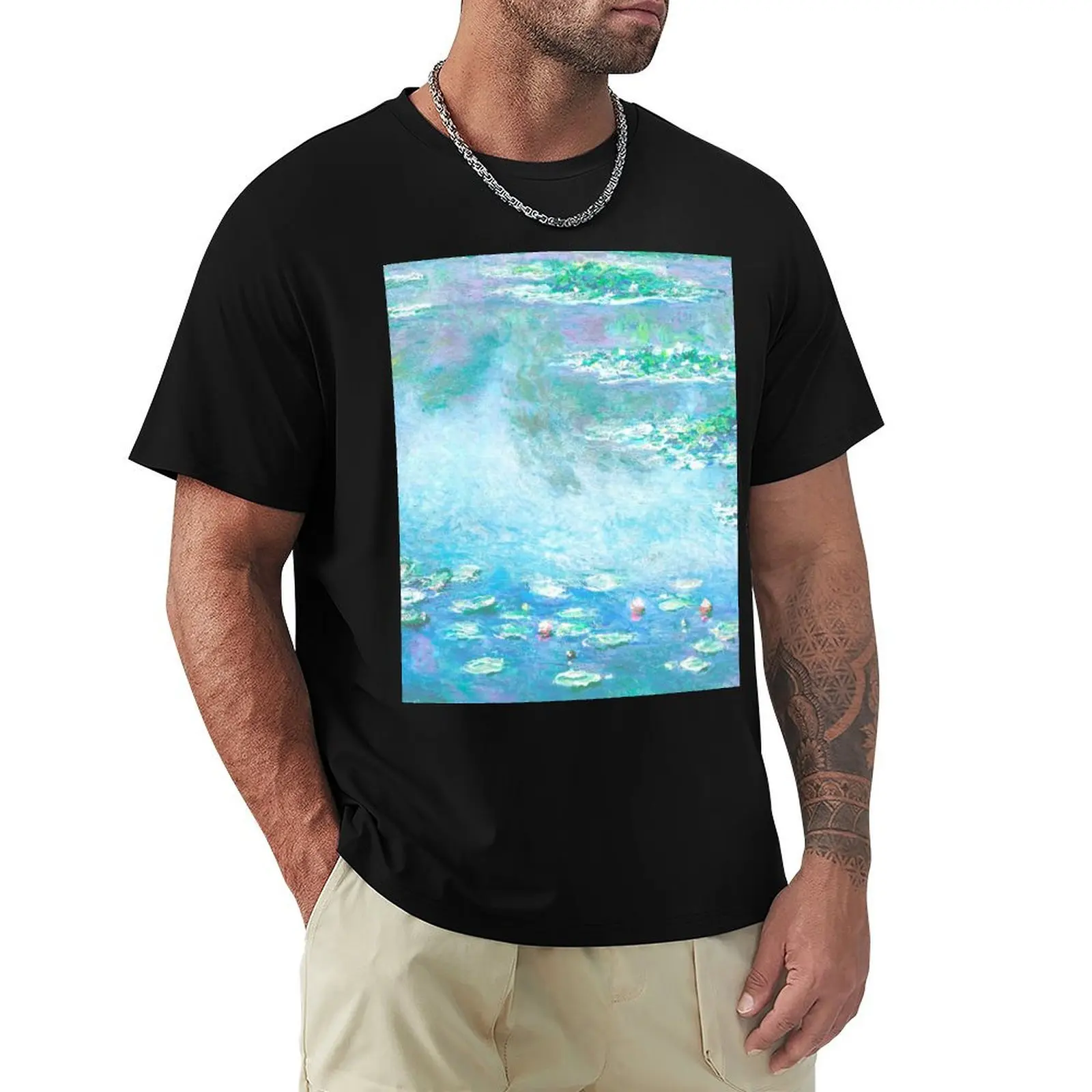 

Claud Monet Aqua Water Lilies French Impressionist Painting T-Shirt quick drying tshirts personalised plain black t shirts men