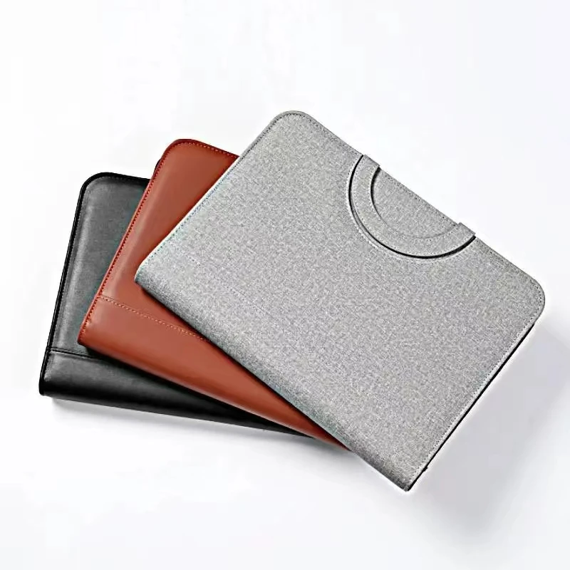 2024 File Folder Storage Document Portfolio Bag Pu Leather Ring Premium Custom Logo Design Portfolio