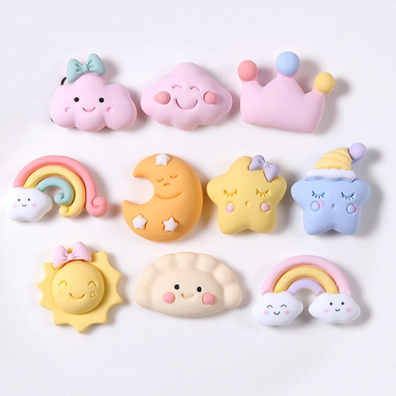 20Pcs/lot Kawaii Cute Star Rainbow Flat Back Resin Cabochon for DIY Jewelry Making Girls Kids Hair Clips Decoration Accessories  kawaii sanrios cinnamoroll cartoon small night light bedroom decoration atmosphere table lamp cute birthday toys for girls