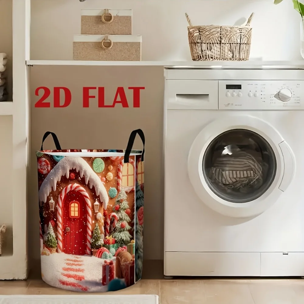 1pc Christmas-Themed Red House with Snowflakes Decoration a Storage Basket Suitable for Storing Clothes And Books