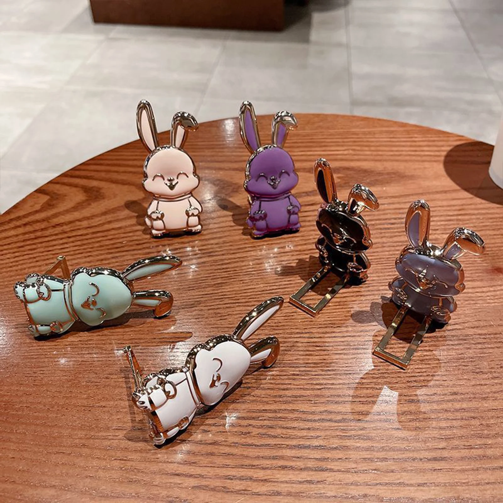 Supporto per anello da dito coniglietto Mini Pull Rod Supporto per telefono cellulare Supporto universale per telefono cellulare Adesivo posteriore pieghevole Accessori per telefono Vendita calda