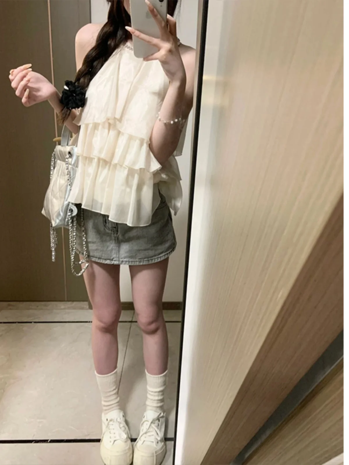 Ele Ladylike Spitze Trim Svel Top frauen Neue Sle Ultra Fee Süße Abnehmen Ne Hängenden Riemen Weste Sommer