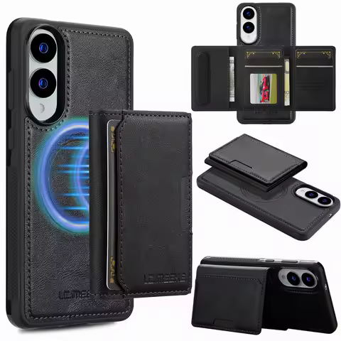Back Case for Samsung S24 S23 S25 S22 S21 Plus Ultra Edge S20 FE Case Cover 2 in 1 Split Leather Wallet Magnetic Flip Phone Case
