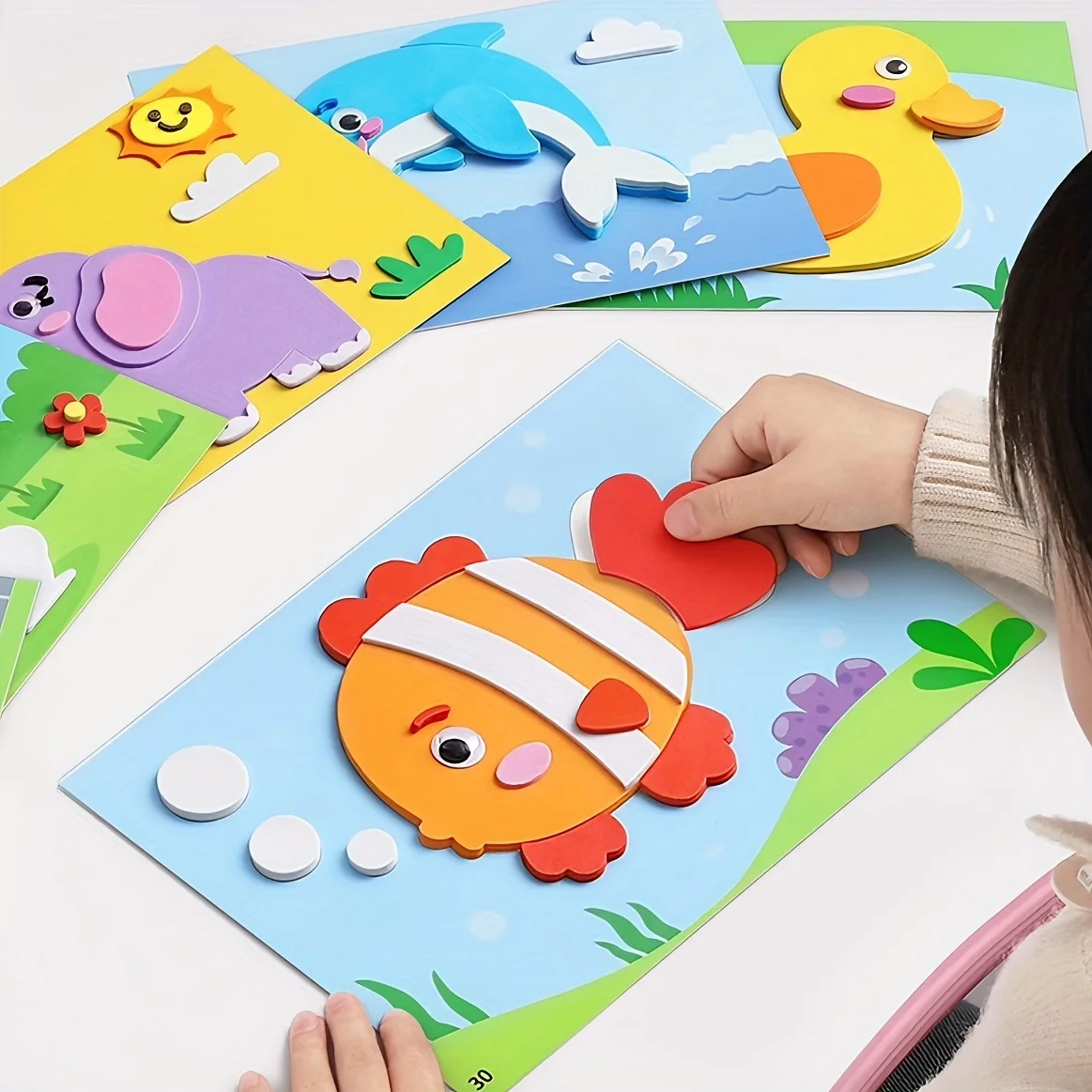 10pcs Stickers Children's EVA Foam Stickers DIY Craft Parent-child Game Cartoon Educational Animal Learning Sticker Puzzle Toy