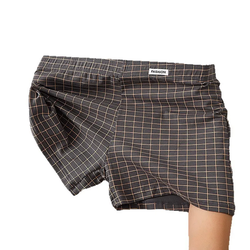 순면 체크무늬 신축성 있는 허리밴드 홈 캐주얼 팬츠 남성용 플랫 앵글 얇고 헐렁한 패션 수면 팬츠