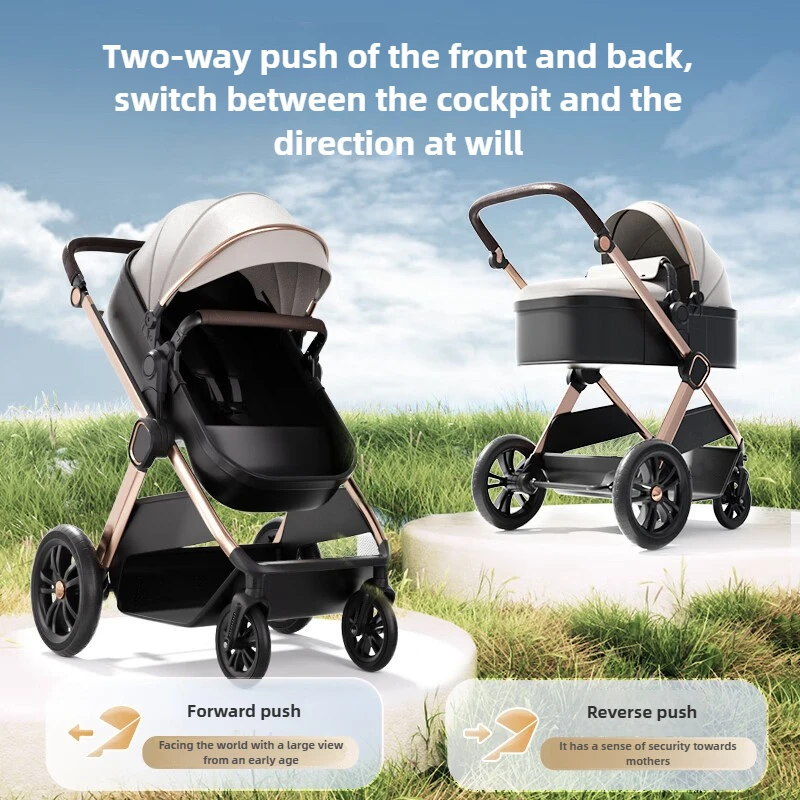 

High-view Baby Stroller Lightweight, Can Sit, Lie, and Fold Shock-absorbing Two-way Baby Stroller for Newborns