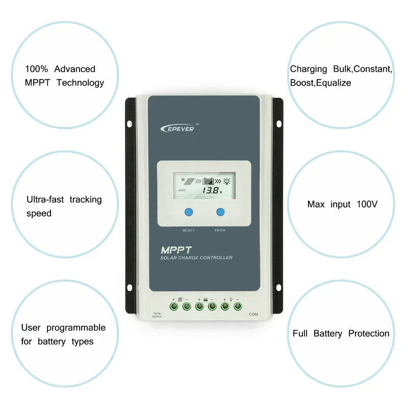 12V/24V Auto 40A Solar Battery Charger Controller MPPT with PC Communication WIFI 4210AN Charger Controller