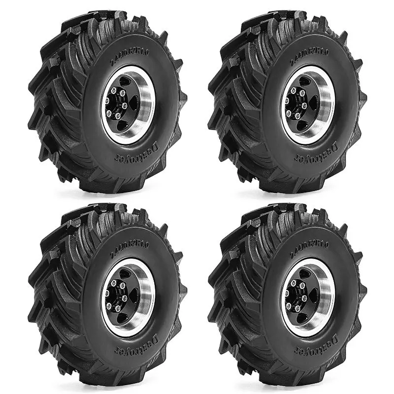 عجلات وإطارات Beadlock RC مقاس 1.0 بوصة لزاحف 1/18 TRX4M، 1/24 SCX24 RC، إطارات Beadlock 1.0 مع عجلات من سبائك الألومنيوم #4