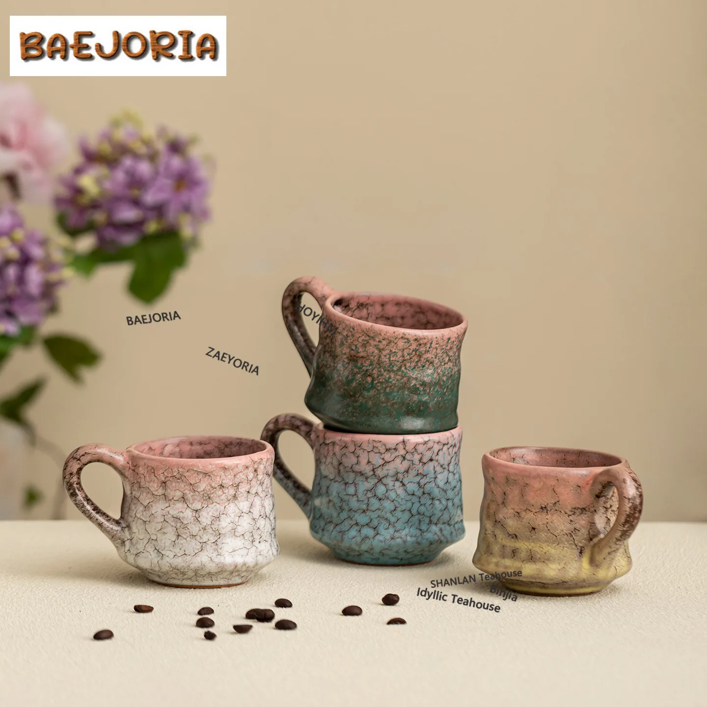 BAEJORIA 280ml Kiln Fambe Waisted Handld Coffee Mug Hot Chocolate Cup Afternoon Tea Mug Office Water Cup Teaset Ornaments Gift