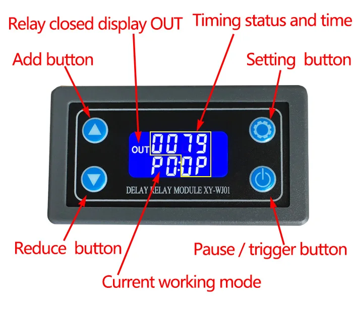 XY-WJ01 Delay Relay Module With Digital LED Dual Display Cycle Timing Circuit Switch