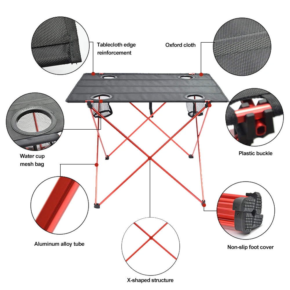 HooRu Folding Outdoor Table Portable Lightweight Desk with Carry Bag Camping Picnic Fishing Beach Hiking  Furniture