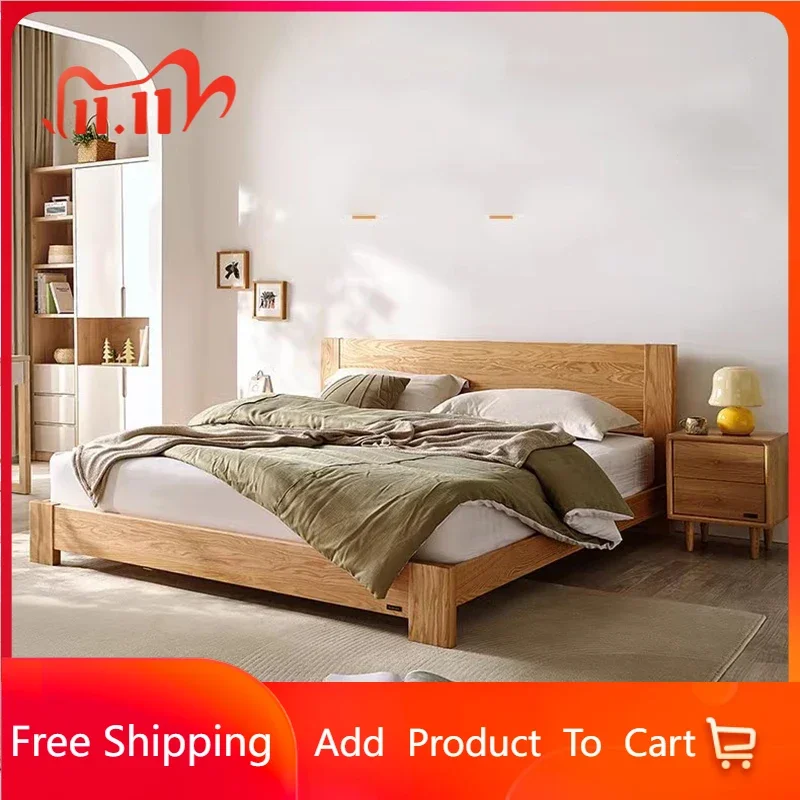 

Simple Queen Double Bed Waterproof Wood European Headboard Twin Beds Frame Modern Wooden Sleeping Camas De Dormitorio Furniture