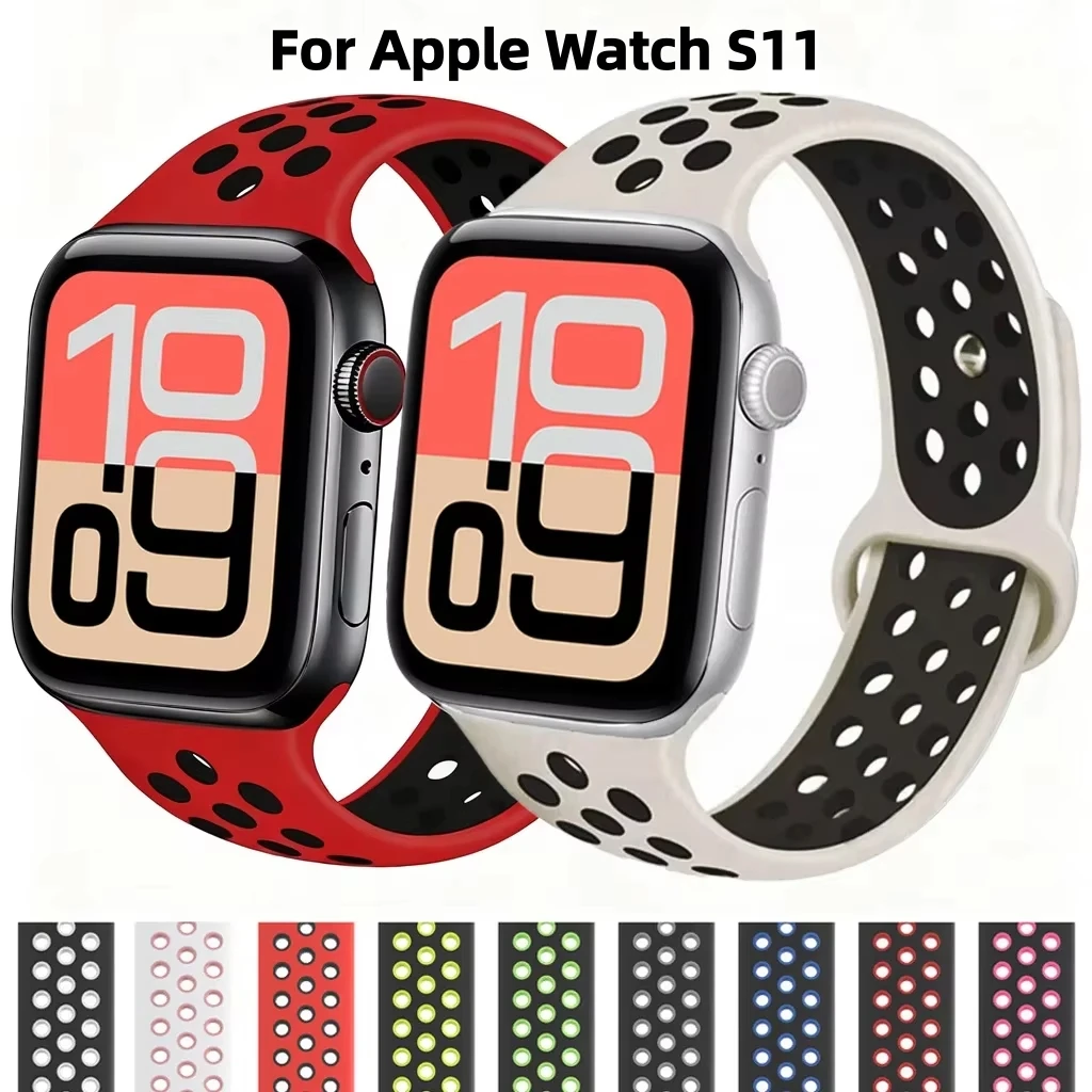 애플 워치용 실리콘 스트랩 S11 46-42mm 45mm 44mm 울트라3 49mm 40mm 41mm 브레이슬릿 iWatch 시리즈 10 8 7 6 4 5 9 SE 3 스포츠 밴드