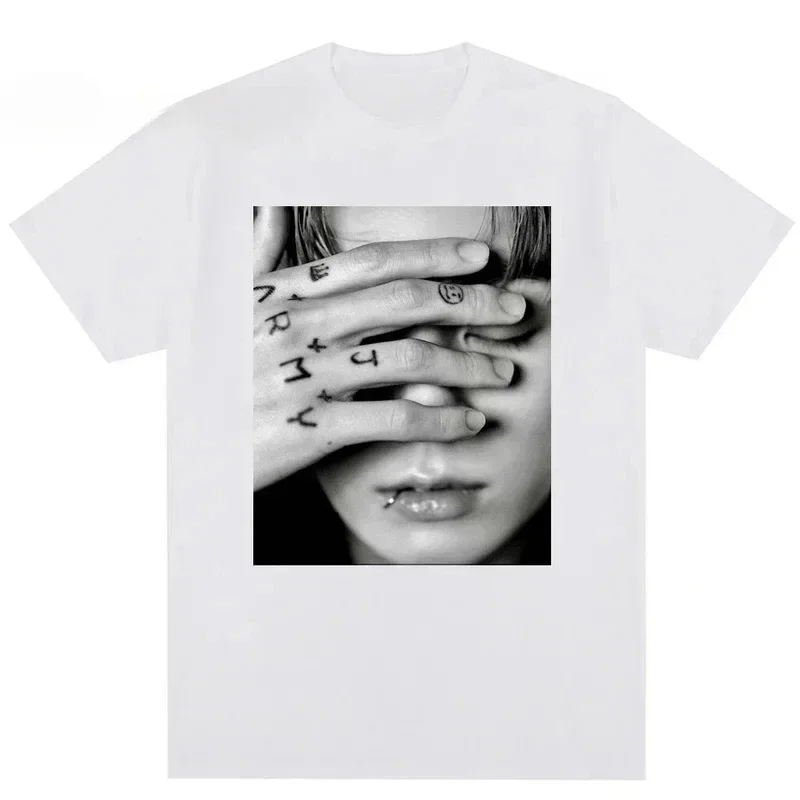 Vintage T Shirt Jungkook Graphic Tee Unisex Oversized Tops Gothic Women's Cotton T-Shirt Kpop Aesthetic Goth Fashion T-Shirt Top