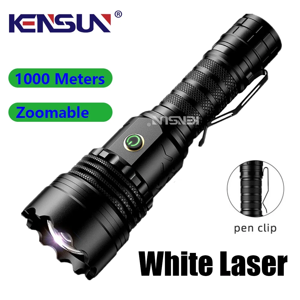 KENSUN High Power Long Range Flashlight Aluminum Alloy Zoom 21700 Rechargeable Battery Type-c Charging Outdoort Camping Torch