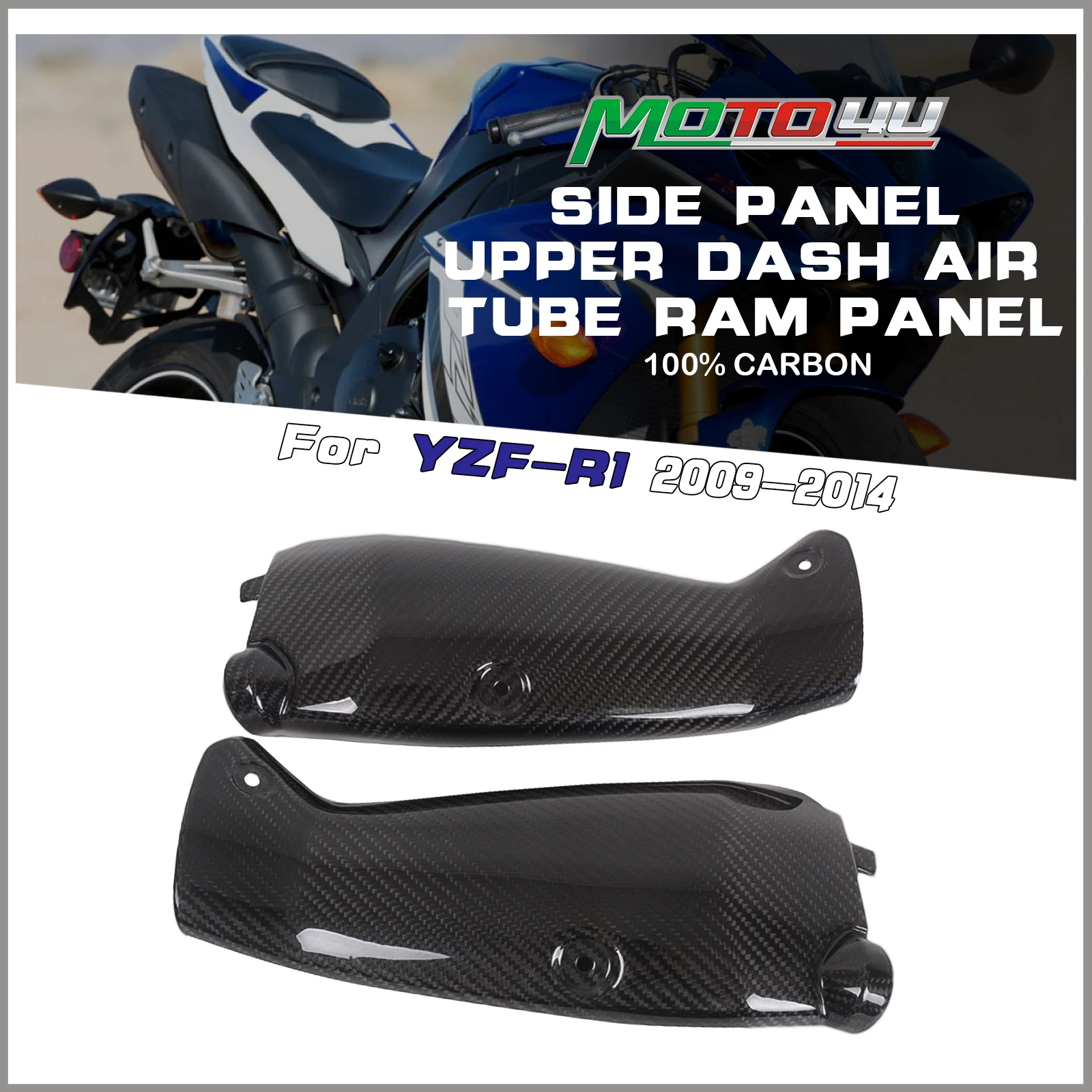 For YAMAHA YZF-R1  R1 2009 2010 2011 2012 2013 2014 100% Carbon Fiber Side Panel Upper Dash Air Tube Ram Panel Fairing Cowl