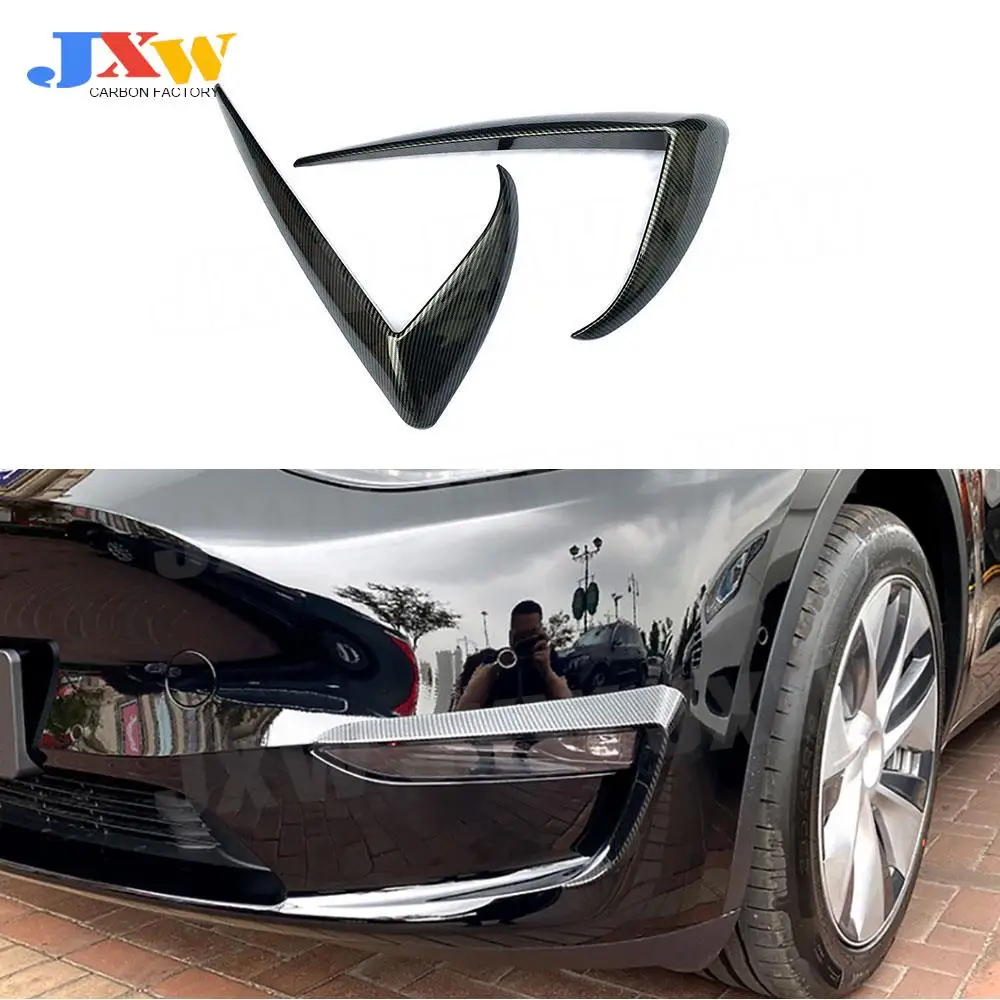 

Front Fog Lamp Wind Knife for Tesla Model Y Decorative Frame Light Trim Eyebrow Protection Cover Strip Carbon Fiber Accessories