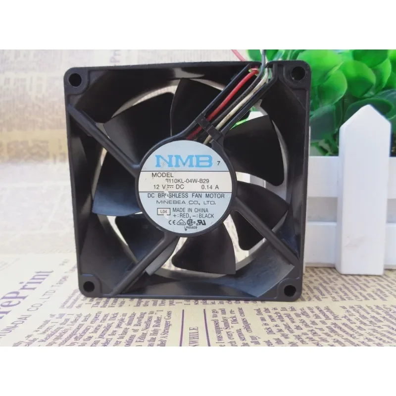 Original NMB 3110KL-04W-B29 8025 8CM 12V 0.14A Three-Wire Speed Measurement Cooling Fan for Electronics