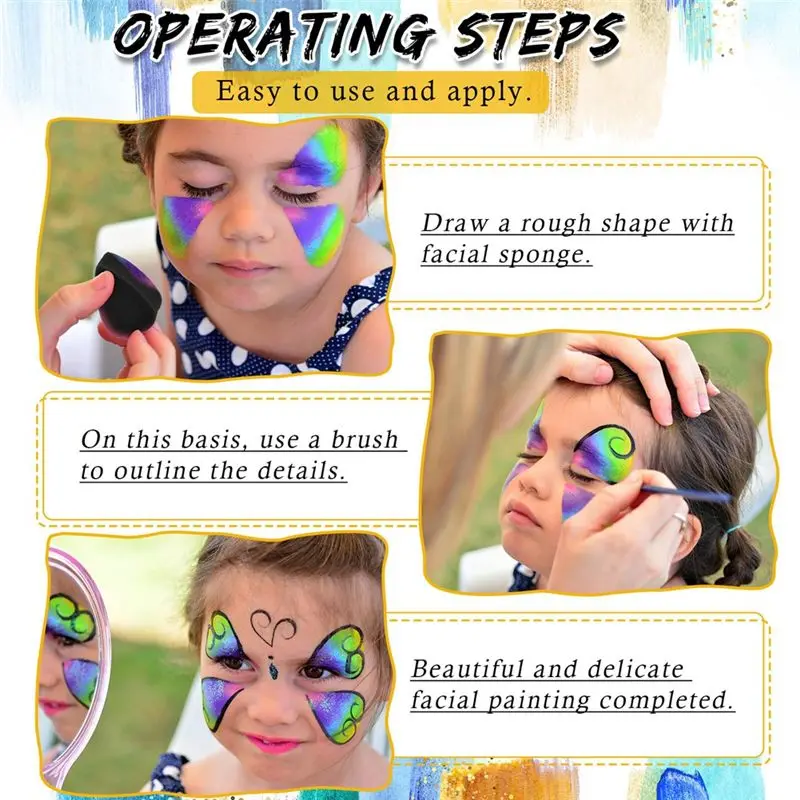 AA83 Face Paint Sponges Face Painting Black Sponges High Density for Art Work and Body Paint (24 Petals + 24 Half Moon)