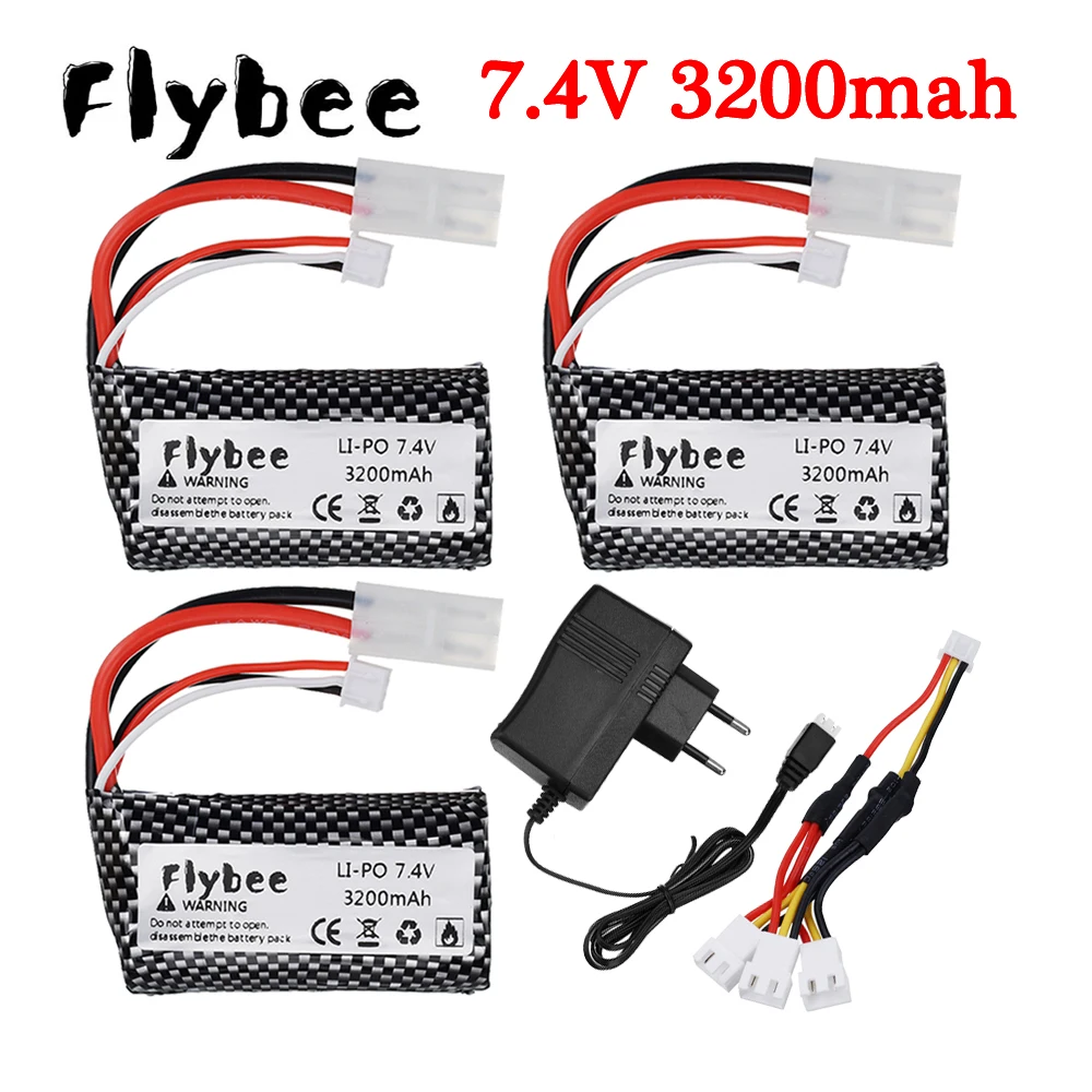 7.4V 3200mAh 18650 lipo Battery For Henglong 3818 3819 3838 3839 3869 3899 3908 3918 3938 RC Tanks HJ806 Spare Parts Tamiya Plug