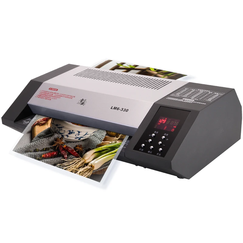 

LM6-330 Шестирукальный ламинатор Холодный и горячий ламинатор для A5 A6 A3 A4 Размеры бумаги для фотографий и документов