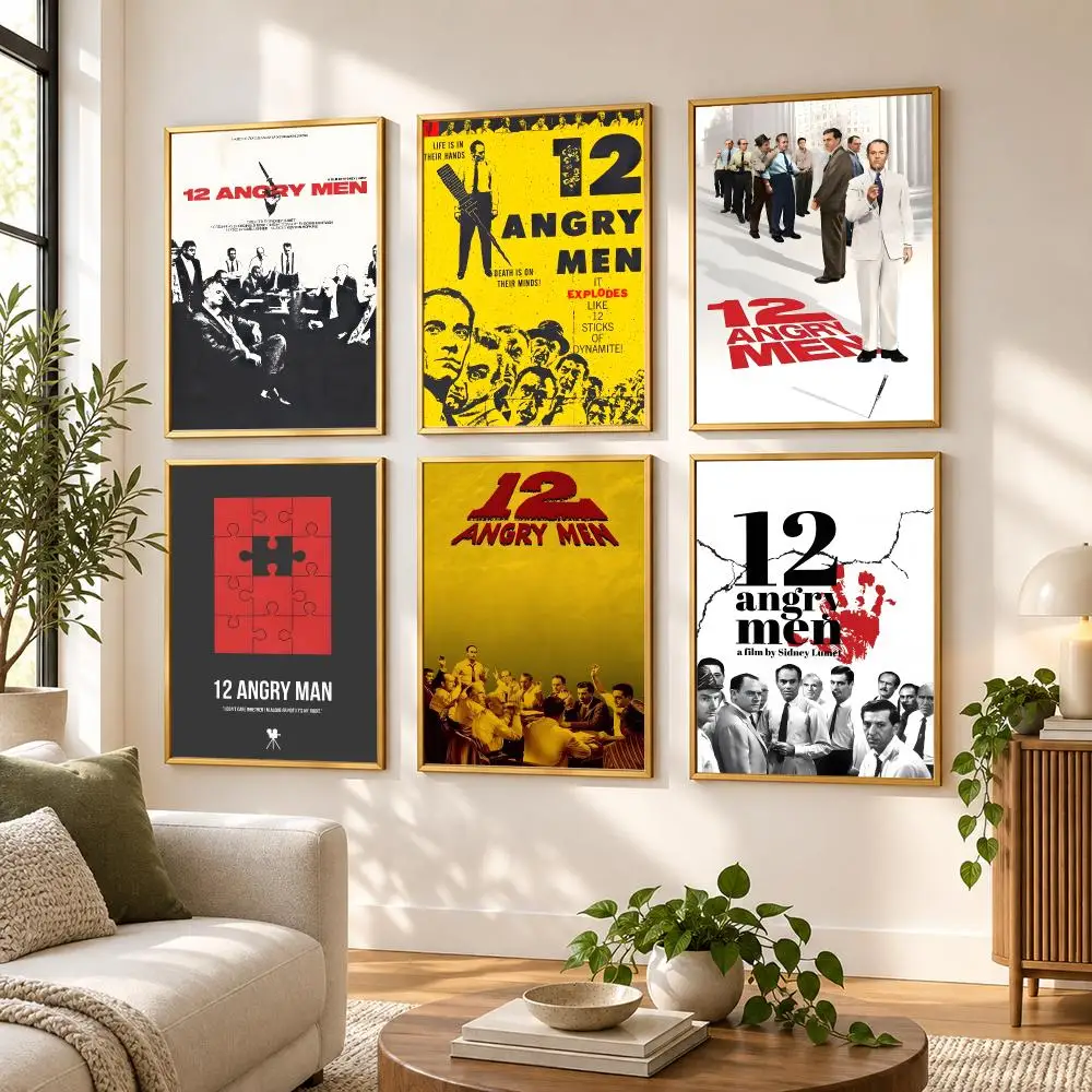 12 A-Angry Men Movie Poster HD art sticky wall waterproof home living room bedroom bar aesthetic decoration
