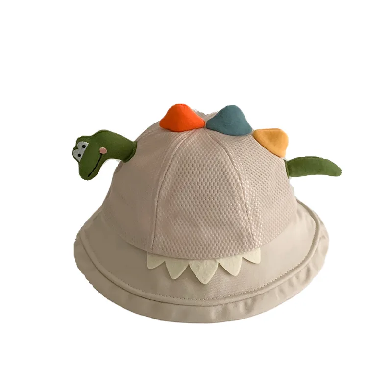 Summer Kids Thin Mesh Breathable Sun Protection Fashion for Boys and Girls Cute and Fun Cartoon Dinosaur Fisherman Hats