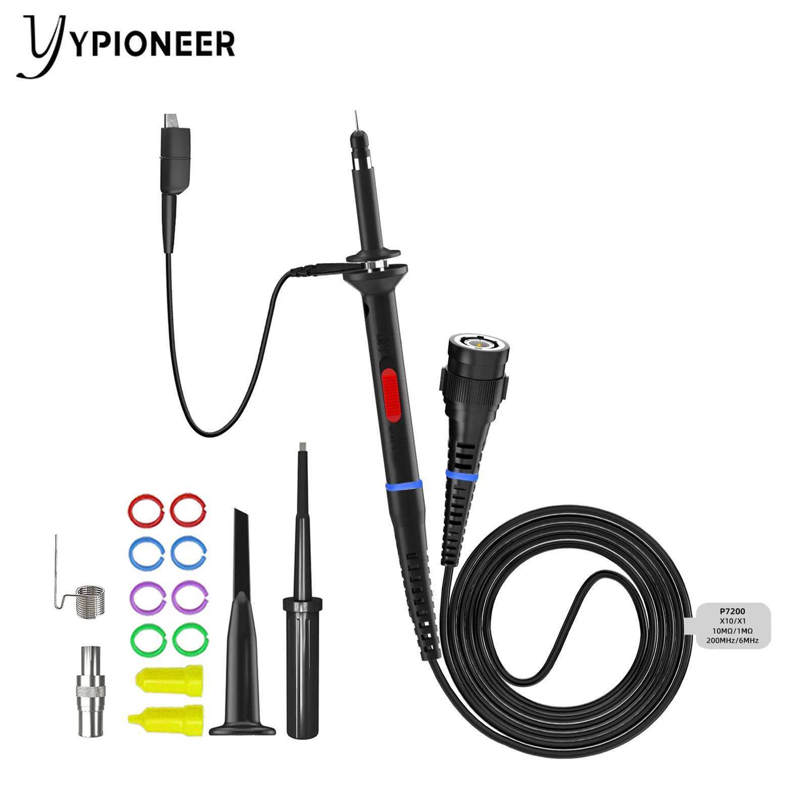 YPioneer P7200 Oscilloscope Probe 200mhz BNC Protective Cap Scope Probe X1/X10 DC-200MHz