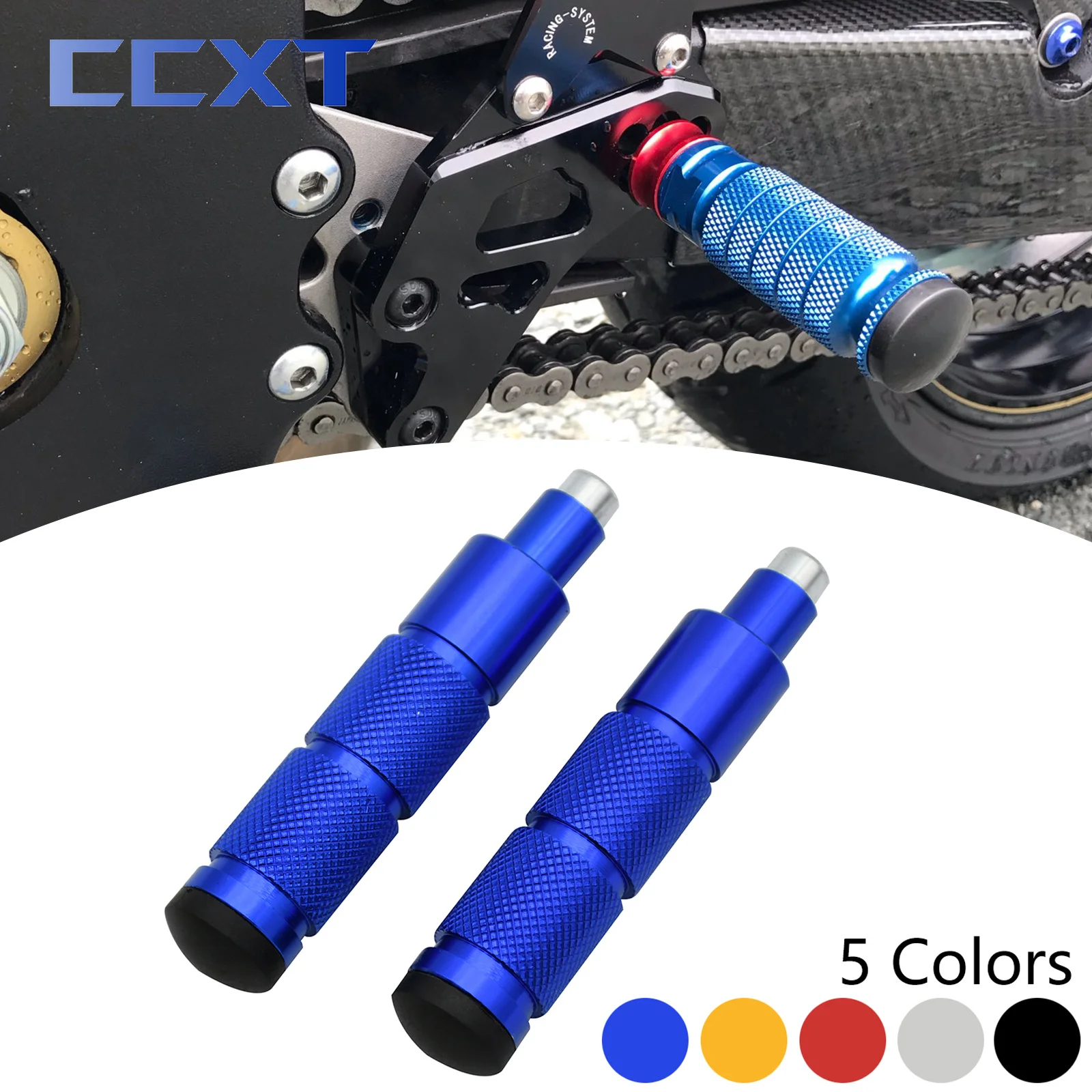 M8 CNC Aluminum Motorcycle Footrests Foot Pegs Foot Rests Foot Pedals For Yamaha Suzuki Honda Kawasaki KTM ATV Scooter Dirt Bike