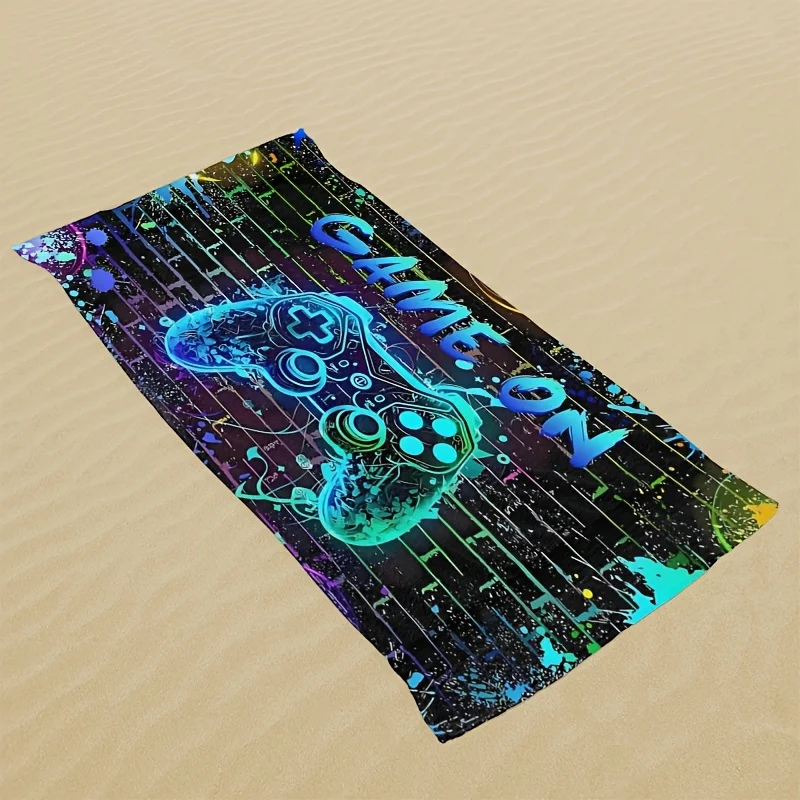 Gaming Console Patterned Beach Towel Versatile for Beach Pool Bathroom Camping Yoga Fitness