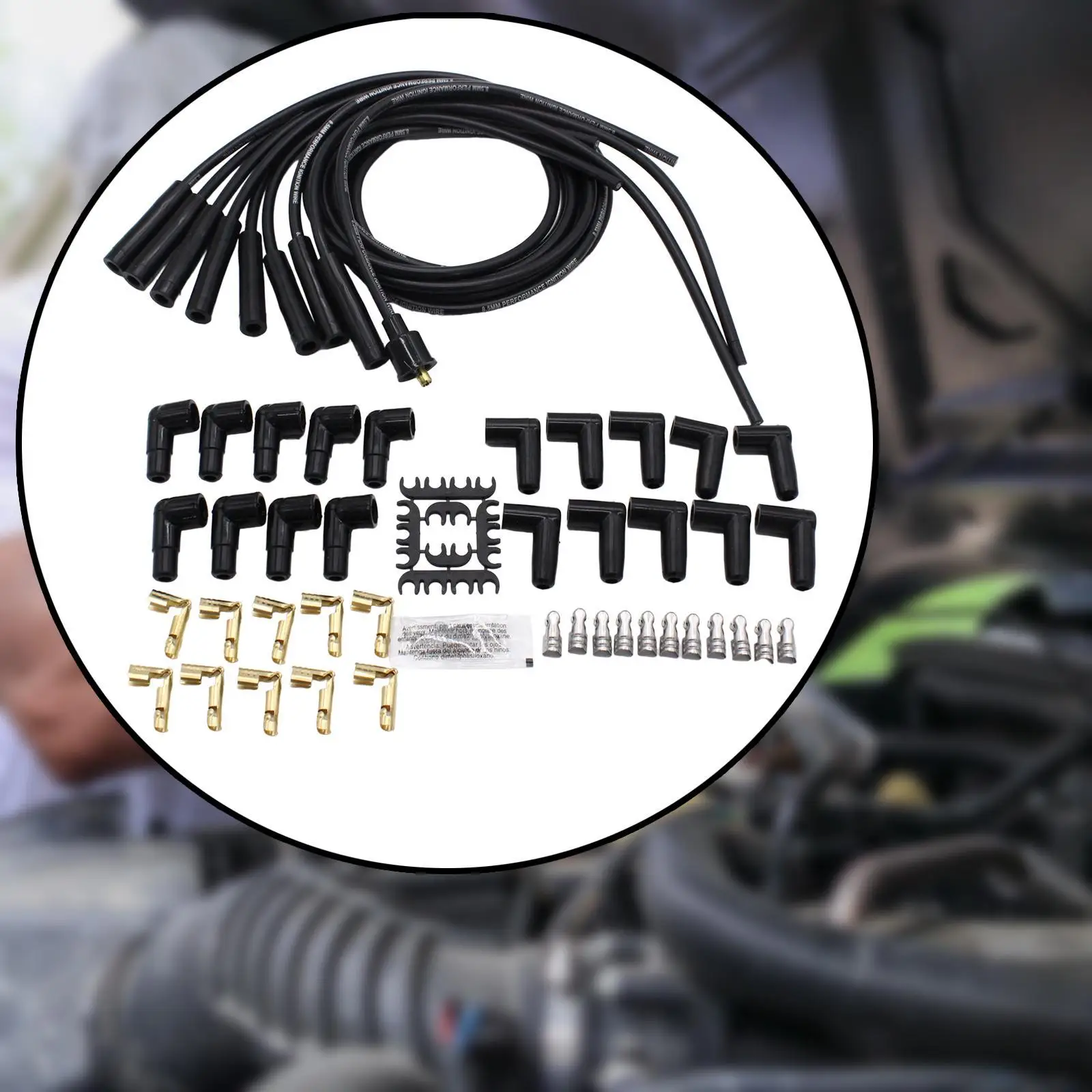 Durable Metal Spark Plug Wire Ignition Cable Set Easy Install Replace Parts for Auto Use