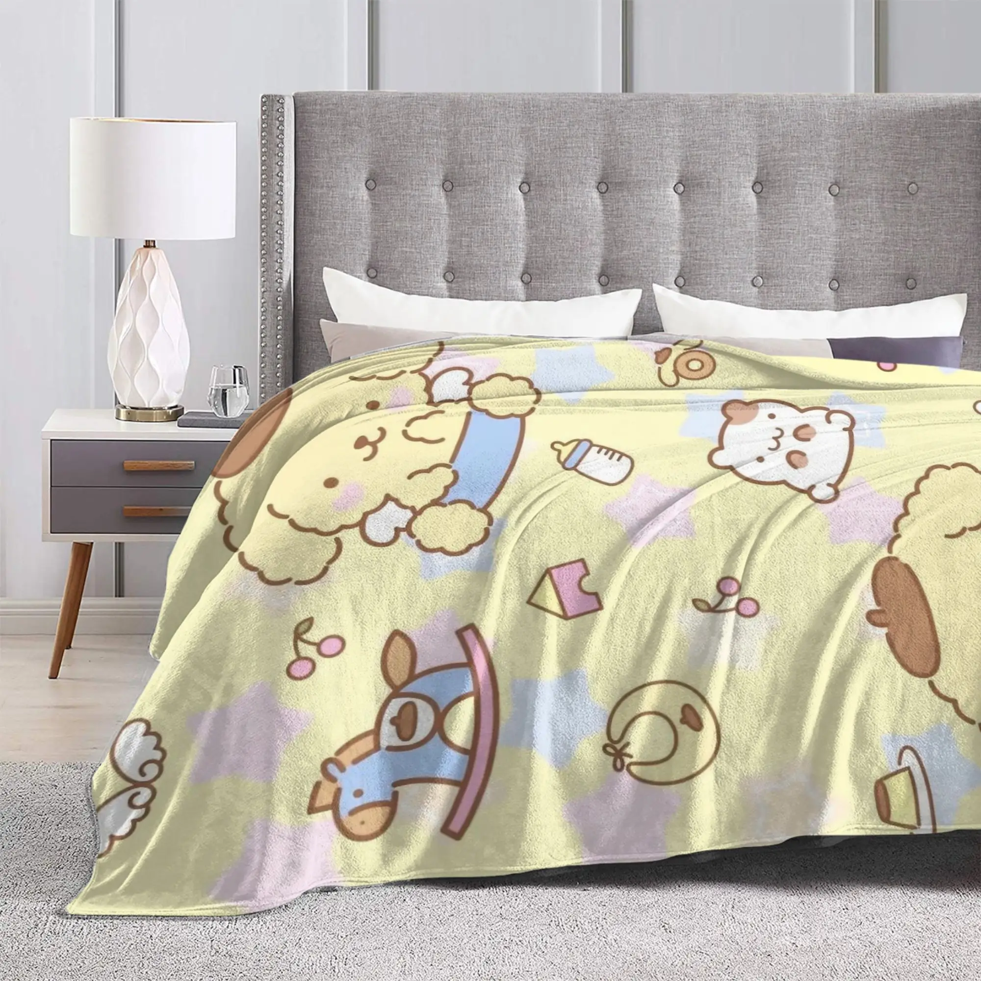 Pompompurins Cartoon Cute Blankets Flannel Summer   Multifunction Super Warm Throw Blankets for Bed Bedroom Bedspreads