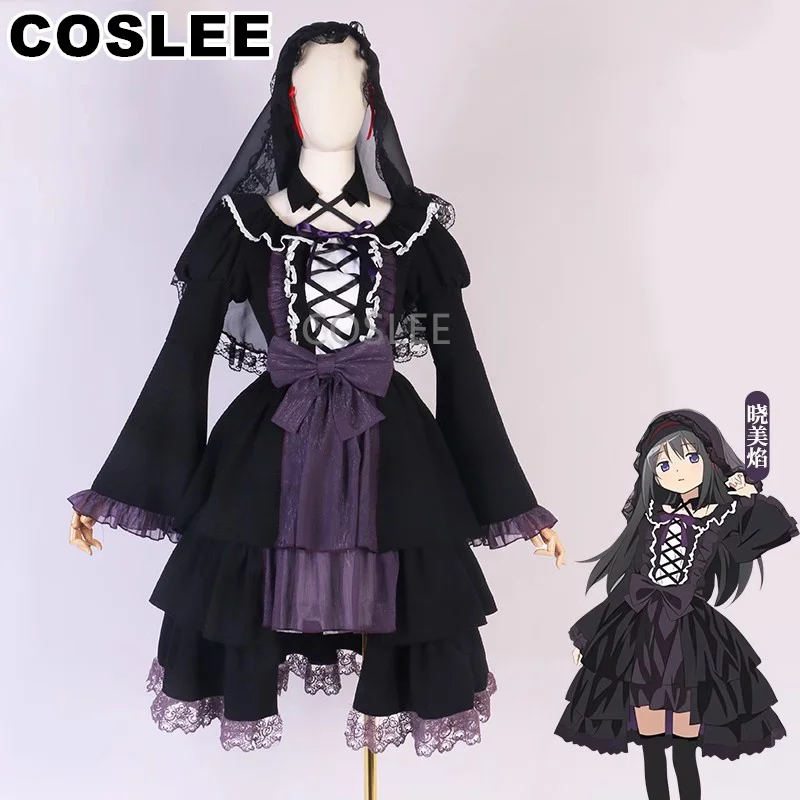 

COSLEE Anime Puella Magi Madoka Magica Akemi Homura Gorgeous Dress Uniform Cosplay Costume Halloween Party Outfit For Women New