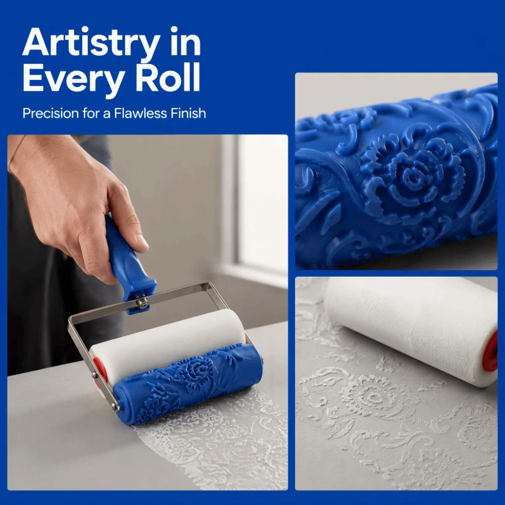 Smooth Coating Paint Roller Brush Reusable Fine Detailing Patterned Paint Roller 3D Pattern Texture Paint Tool