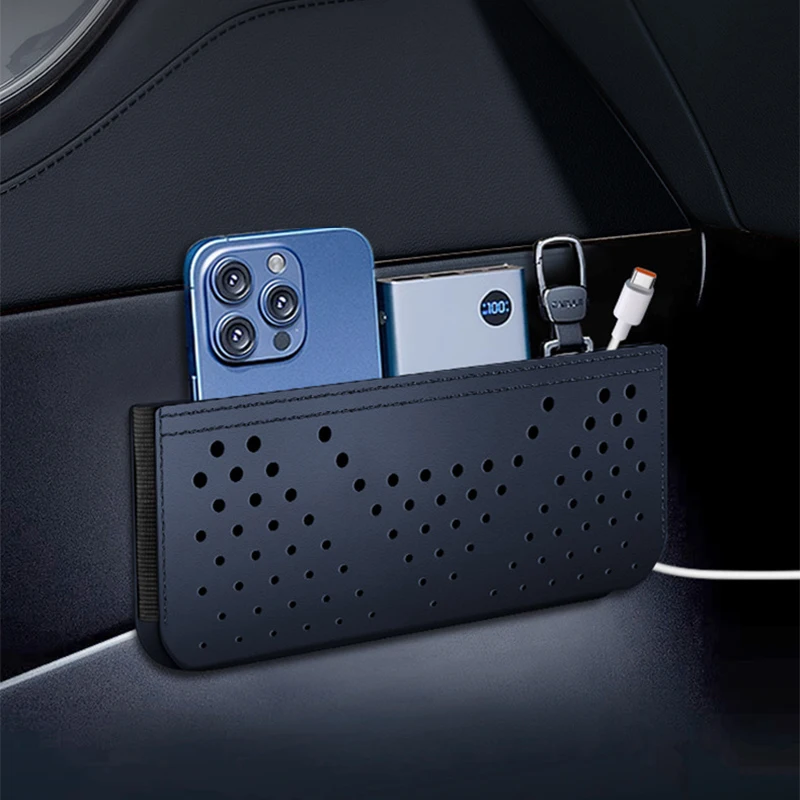 سيارة جلدية حقيبة التخزين صندوق تخزين متعدد الوظائف سيارة الجانب منظم الجيب الجلود لاصق السيارات جيب الحقيبة