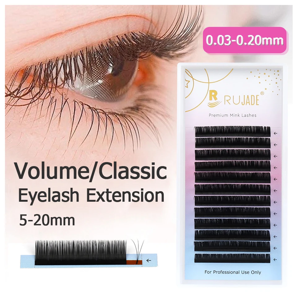 Rujade Lower Lashes 5mm 6mm 7mm B Curl Individual Bottom Eyelash Extension Matte Black Short Faux Mink Volume Lash Tray Supplies