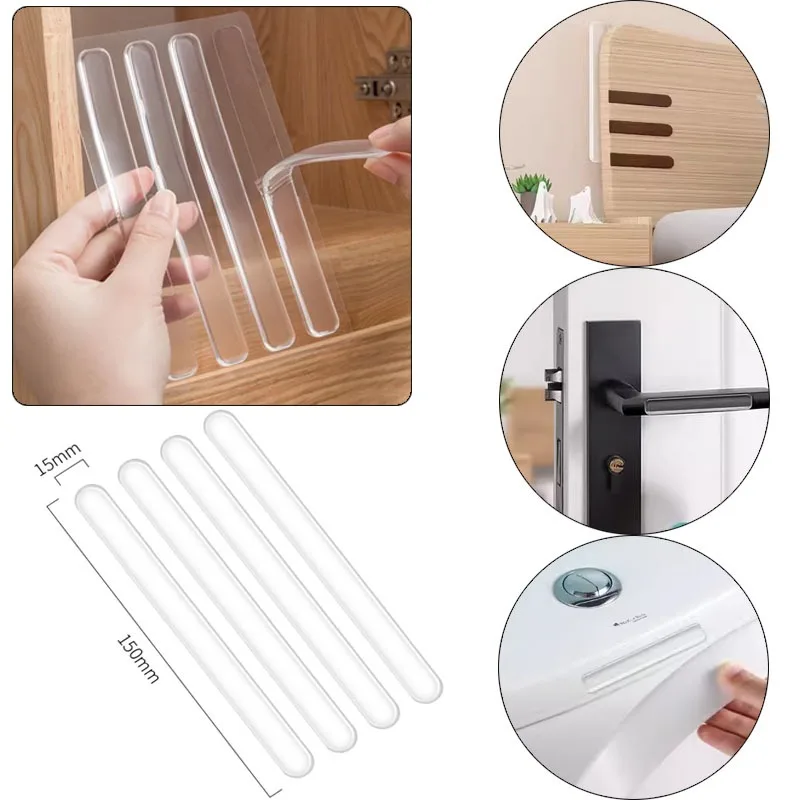 Silicone Anti-collision Strip Non-marking Punch-free Anti-drop Door Sticker Handle Mute Protection Sticker Anti-collision Sticke