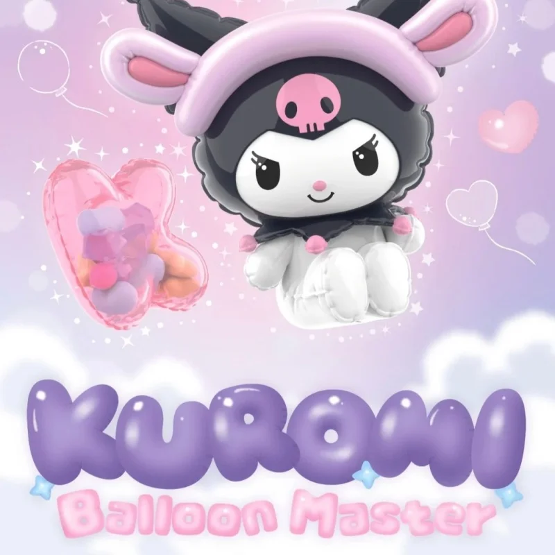 Caja ciega de la serie Master de globos Kuromi genuina, adorno de escritorio kawaii, modelo de muñeca Sanrio Kuromi, caja misteriosa, juguetes, regalo de cumpleaños
