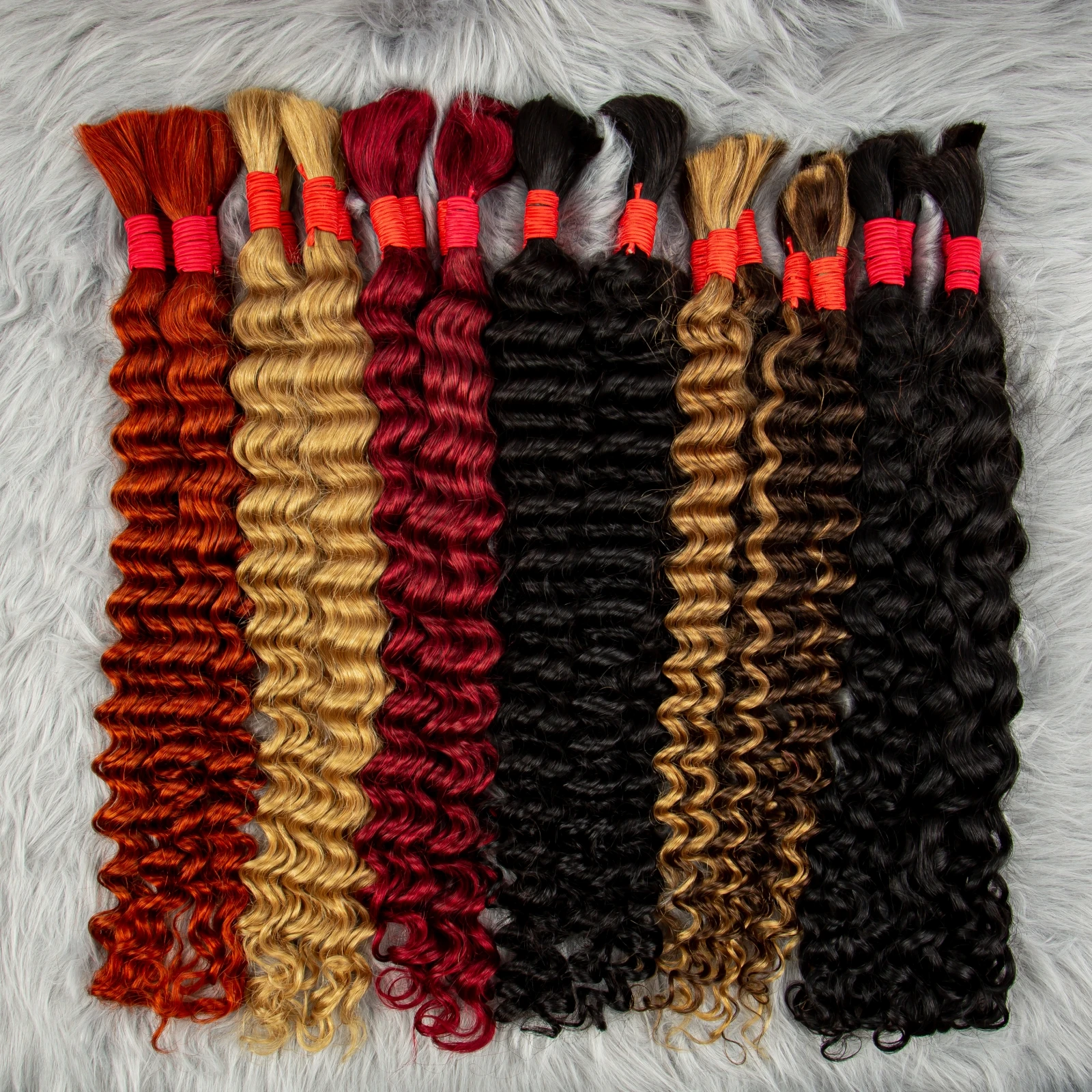 Mix Colored Deep Wave Bulk Human Hair for Braiding 12A No Weft Virgin Water Wave Curly Human Hair Extensions for Boho Braids
