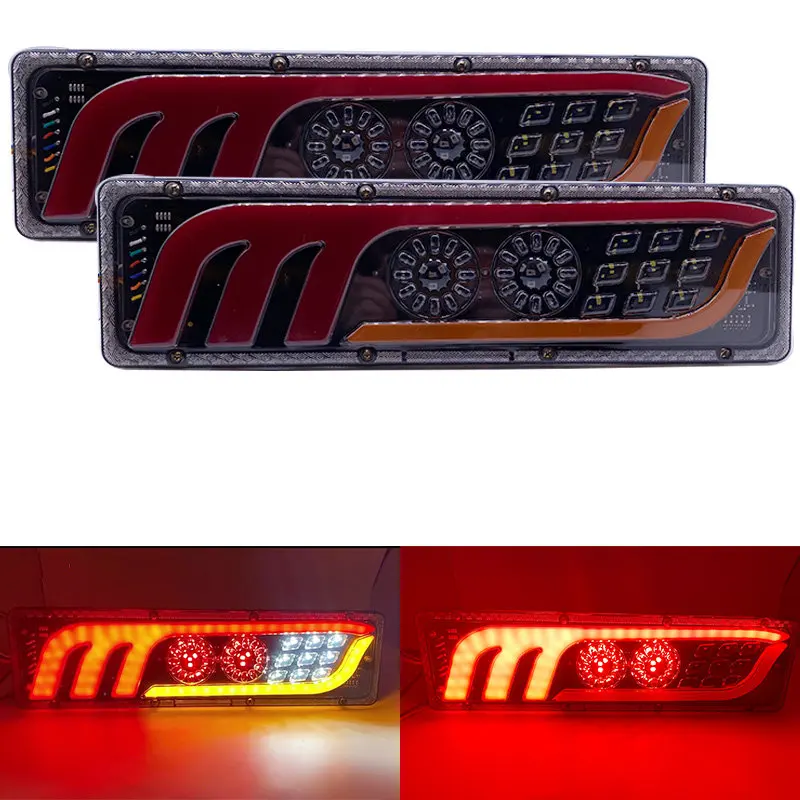 2PCS 12/24V LED Truck Tail Light Turn Signal Rear Brake Lights Reverse Signal Lamp Trailer Lorry Bus Caravan Camper Warning Lamp