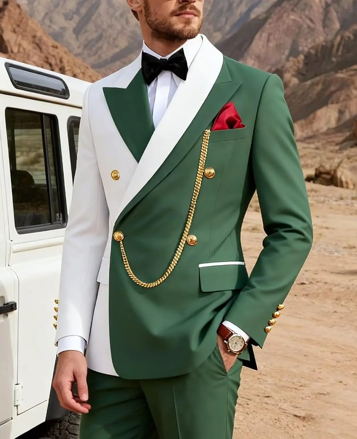 

Men's 2 Piece Tuxedo for Men Slim Fit Mens Suit Double Breasted Tux Formal Business Prom