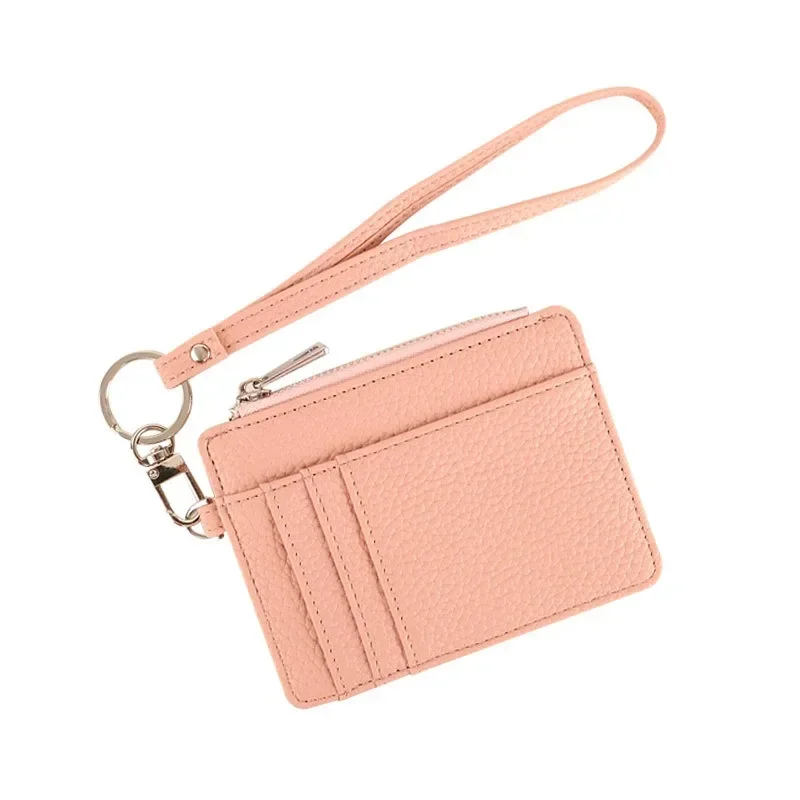 

Women's Cards Holder Purses with Zipper Small Leather RFID Wallets Portable Cardholders Lanyard Portable Handbags for Women Gift