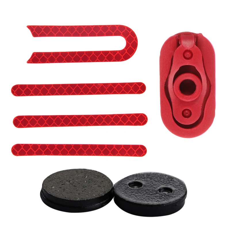 

2Pcs Brake Pads + 1Pc Charging Port Dust Plug Cover + 4Pcs Reflective Stickerfor Xiaomi Mijia M365 Electric Scooter Part