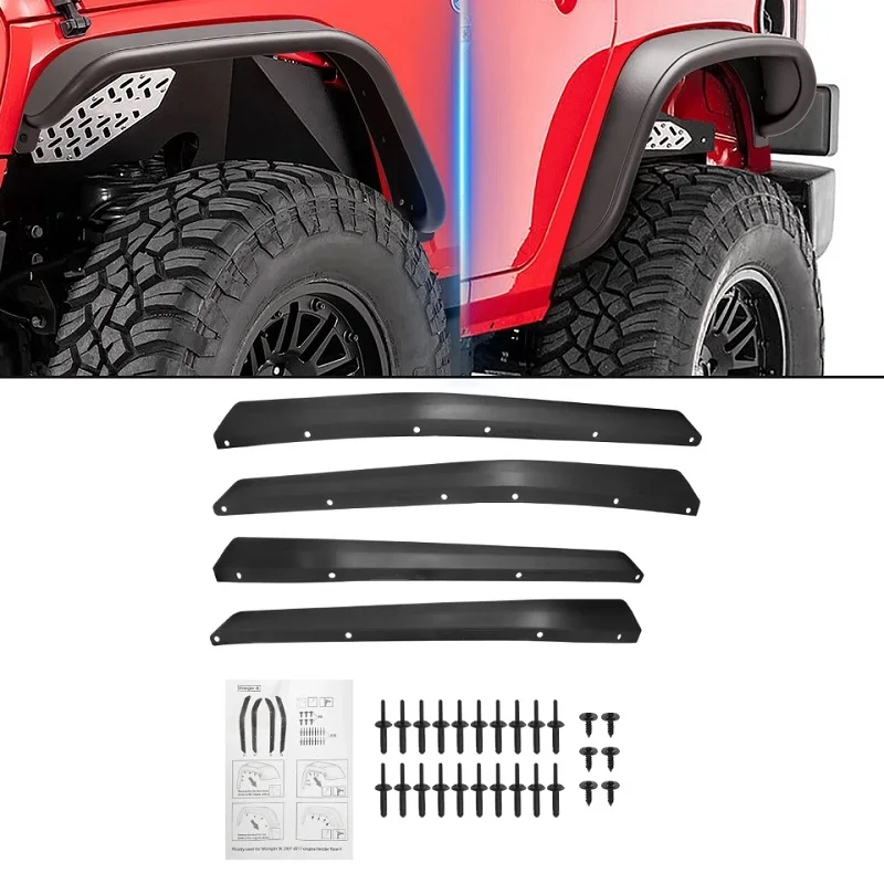 

4Pcs/set Front Rear Flares Extension ABS Plastic Eyebrow Widened Fender Mudguards for Wrangler JK 2007-2017