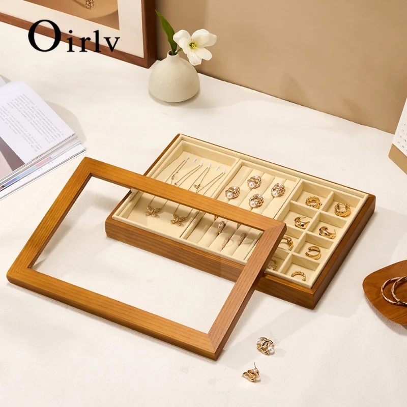 Wooden 3 in1 Multi-function Jewelry Display Box High quality Microfiber Ring Earring Bangle Organizer Case Luxury Storag Box