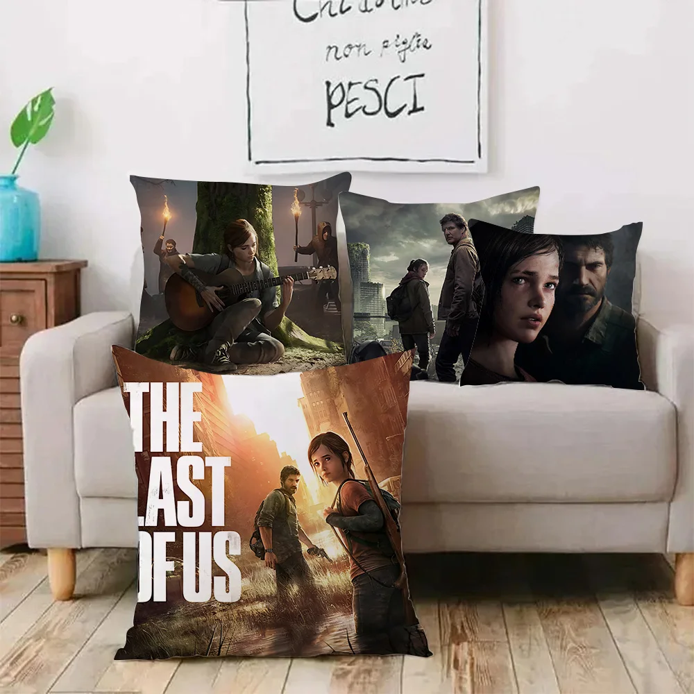 The L-Last of Us Pillow Covers Cartoon Sofa Decorative Home Double-sided Printing Short Plush Cute Cushion Cover